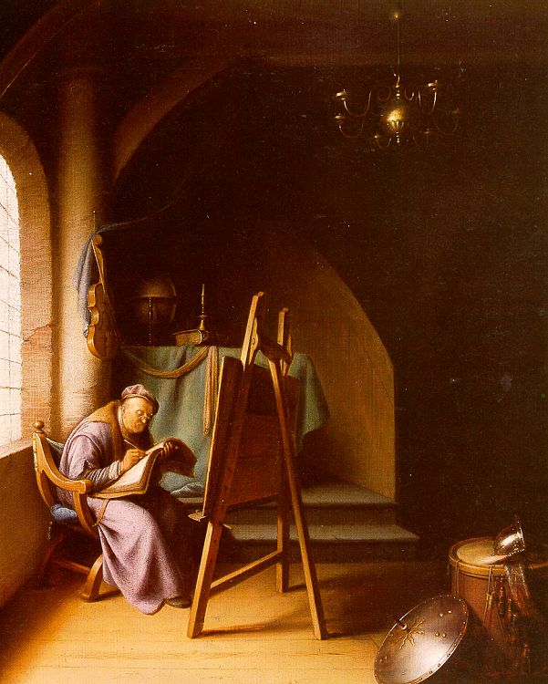 Gerrit Dou Man Writing in an Artist's Studio